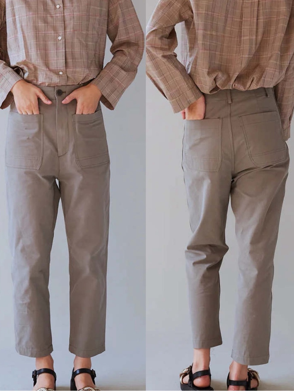 Caron Callahan Howie Pant Mushroom Cotton Twill Straight Leg Trousers NWT XL
